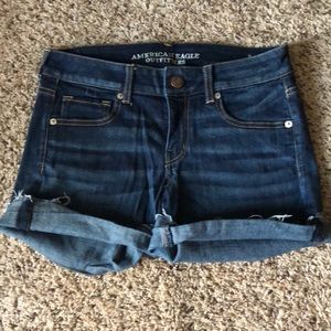 American eagle dark was denim shorts.